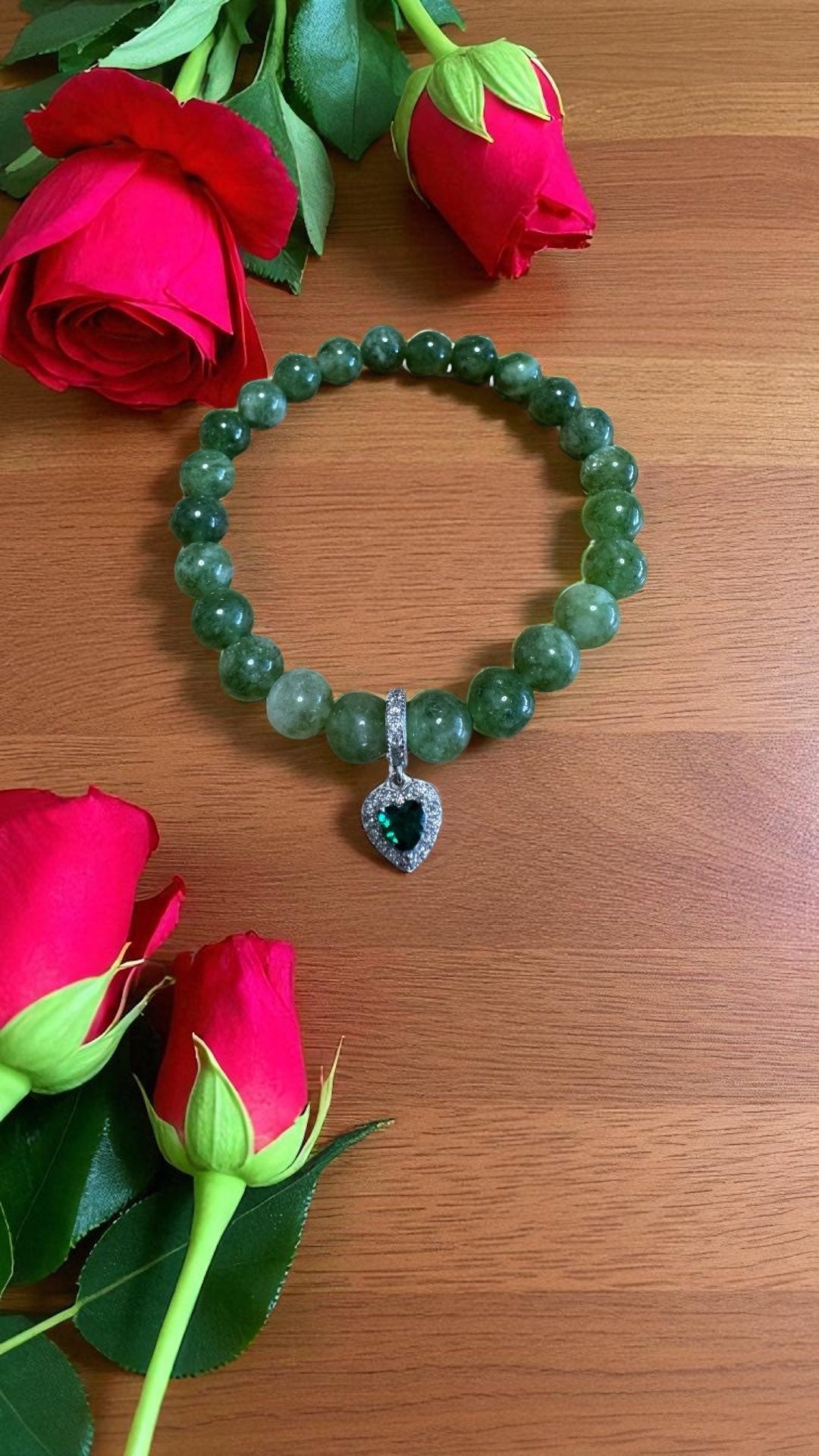 Bracelet artisanal Jade vert unique