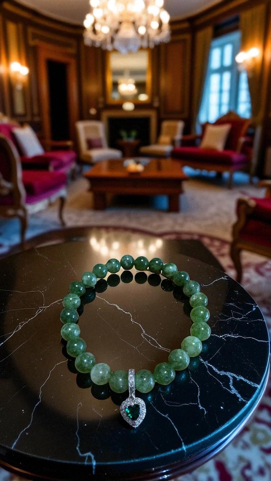 Bracelet artisanal Jade vert unique