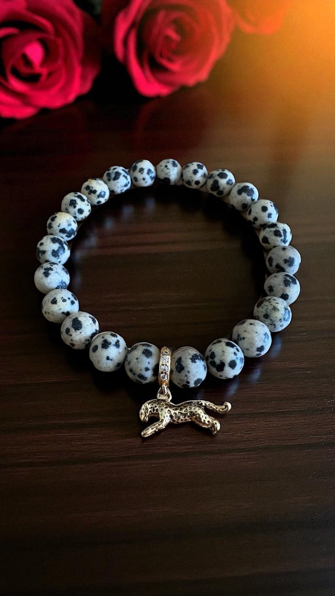 Bracelet artisanal Jaspe Dalmatien unique