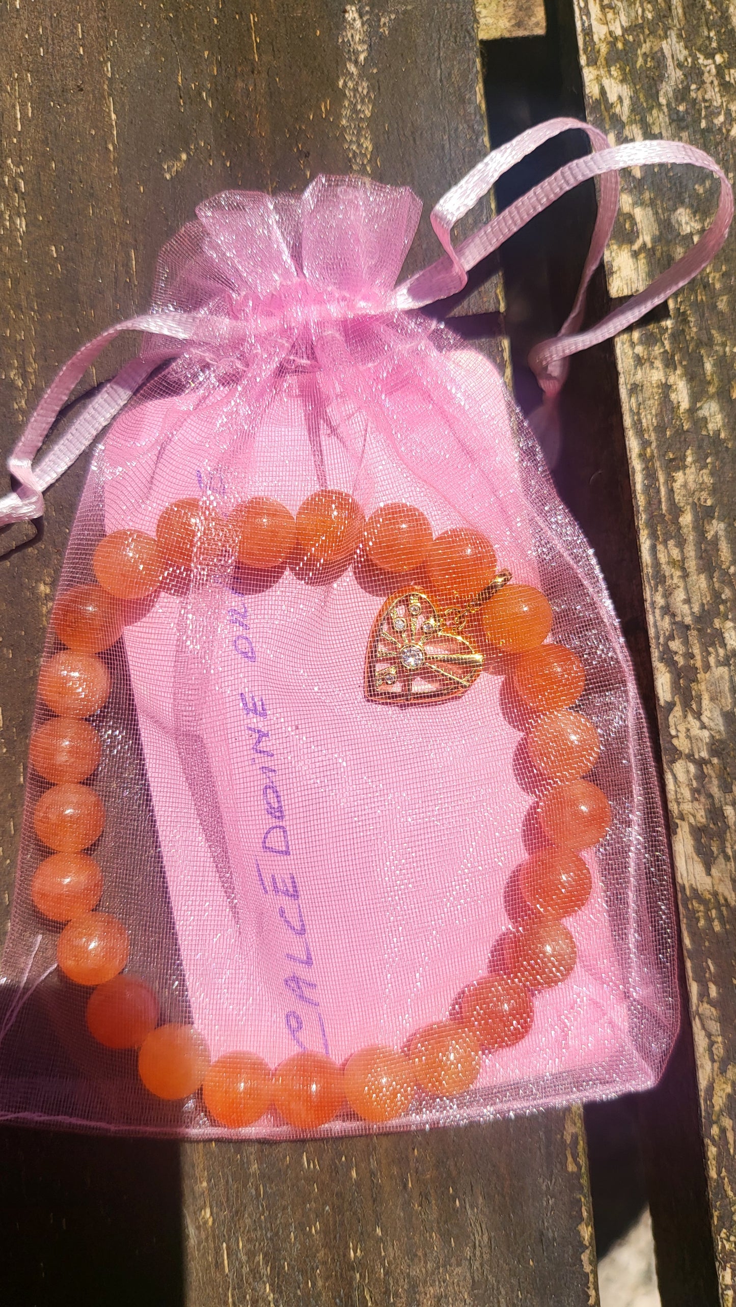 Bracelet artisanal Calcédoine orange unique