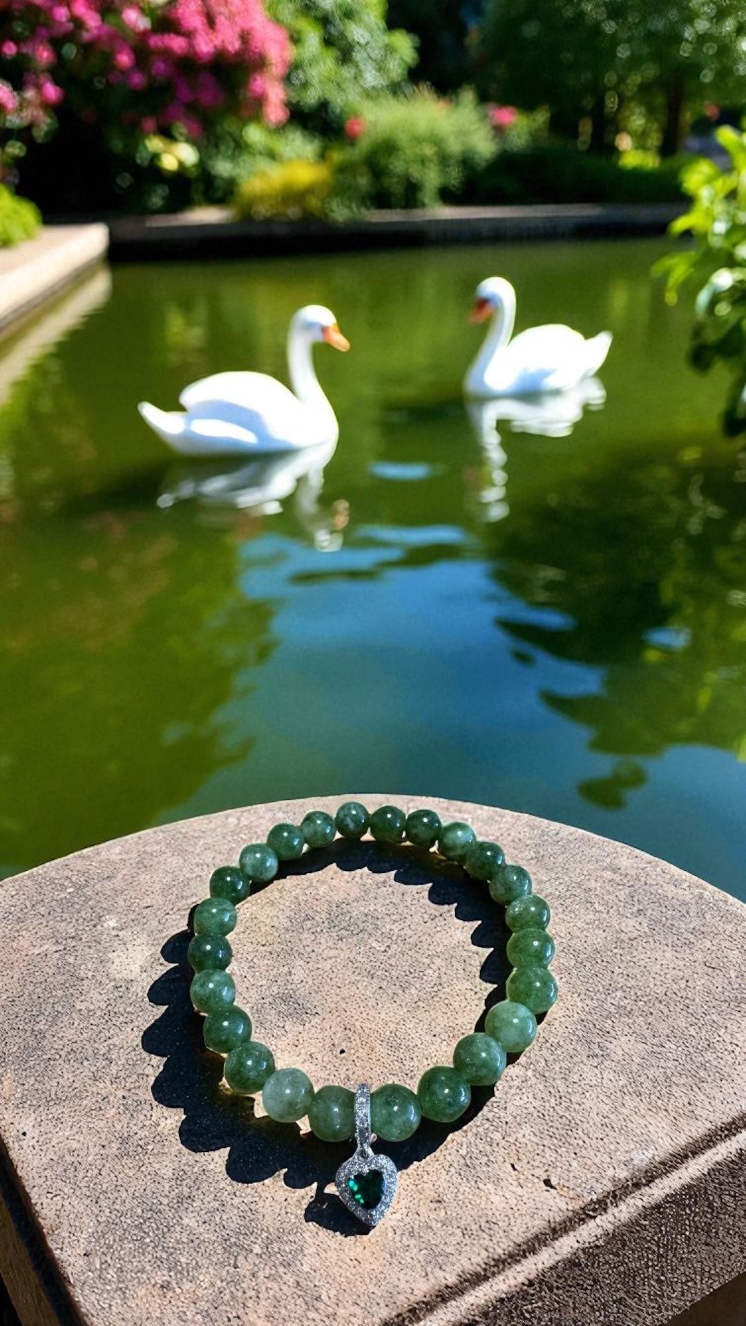 Bracelet artisanal Jade vert unique