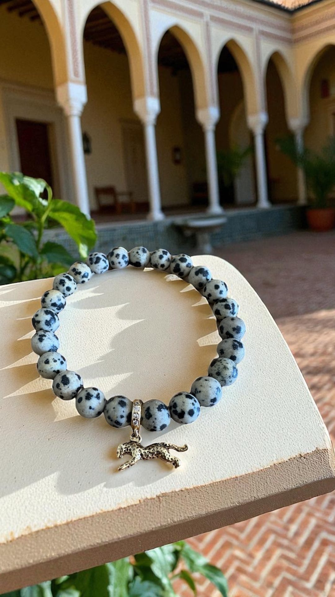 Bracelet artisanal Jaspe Dalmatien unique