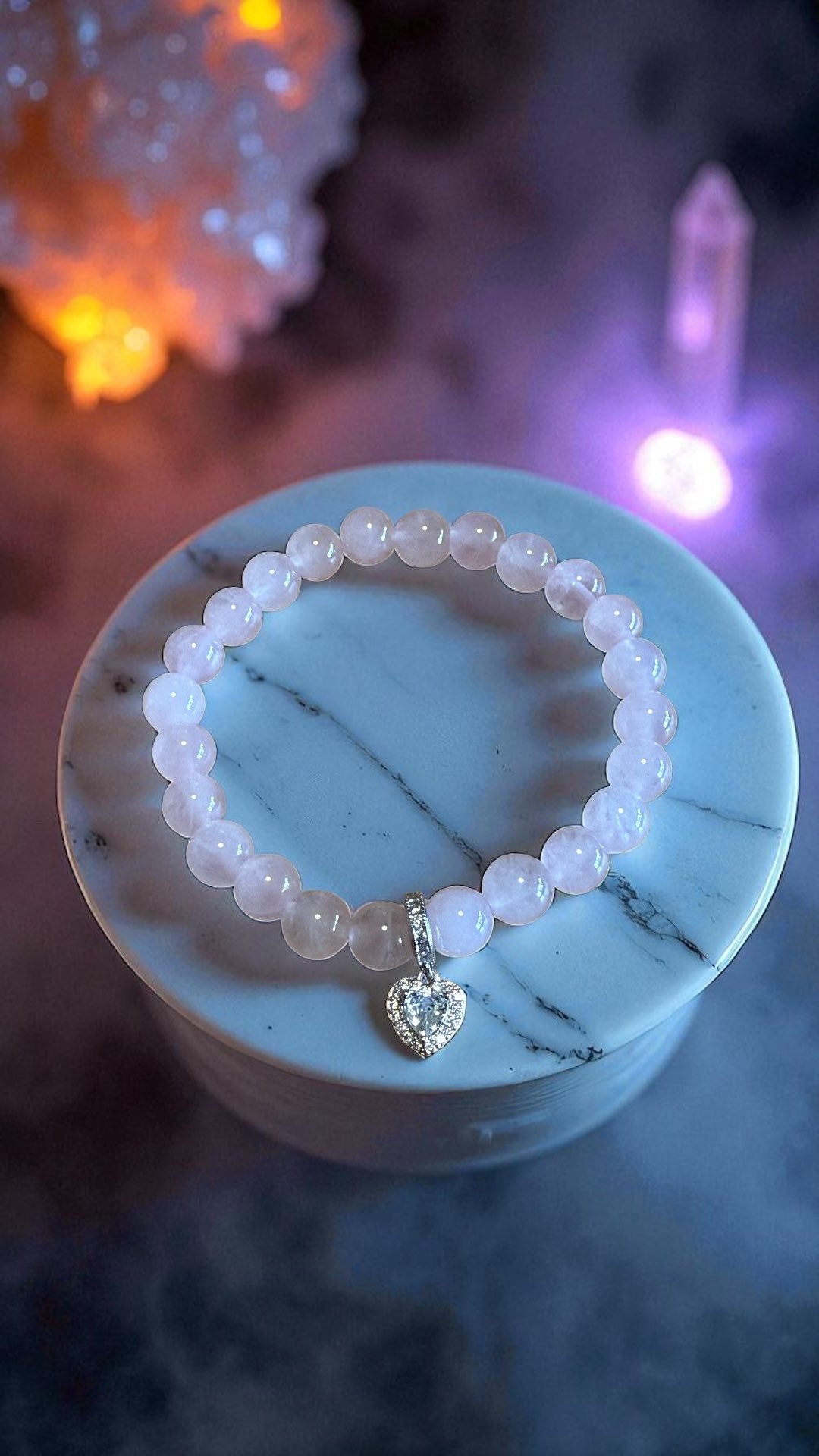 Bracelet artisanal Quartz rose unique