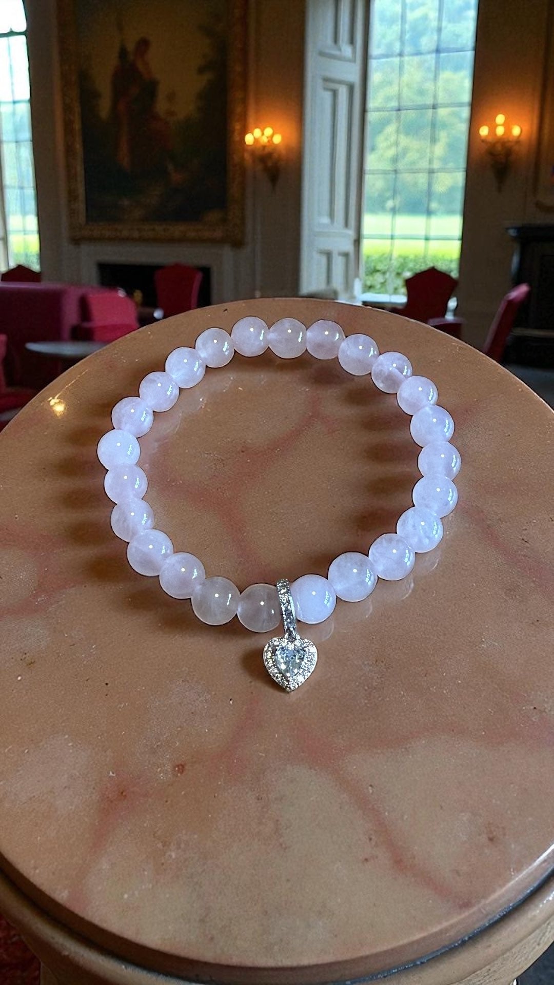 Bracelet artisanal Quartz rose unique