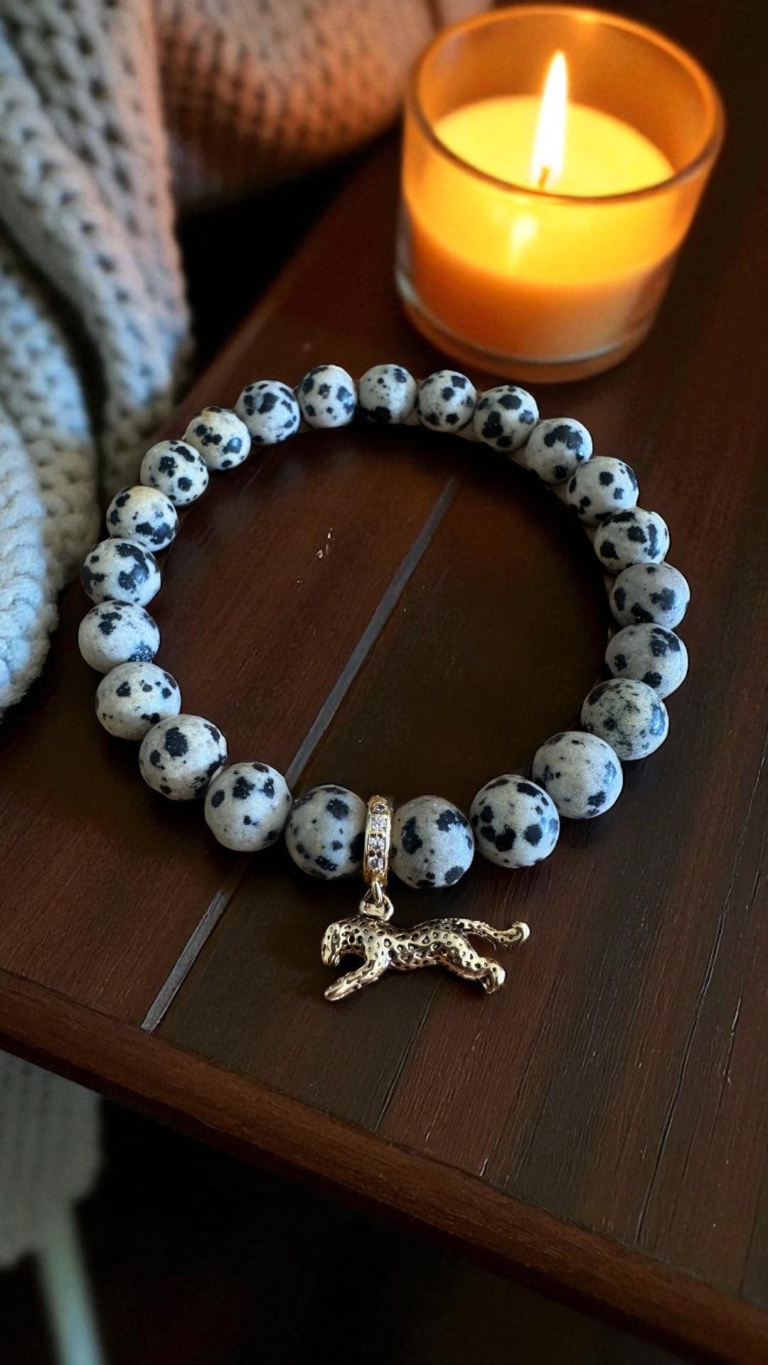 Bracelet artisanal Jaspe Dalmatien unique
