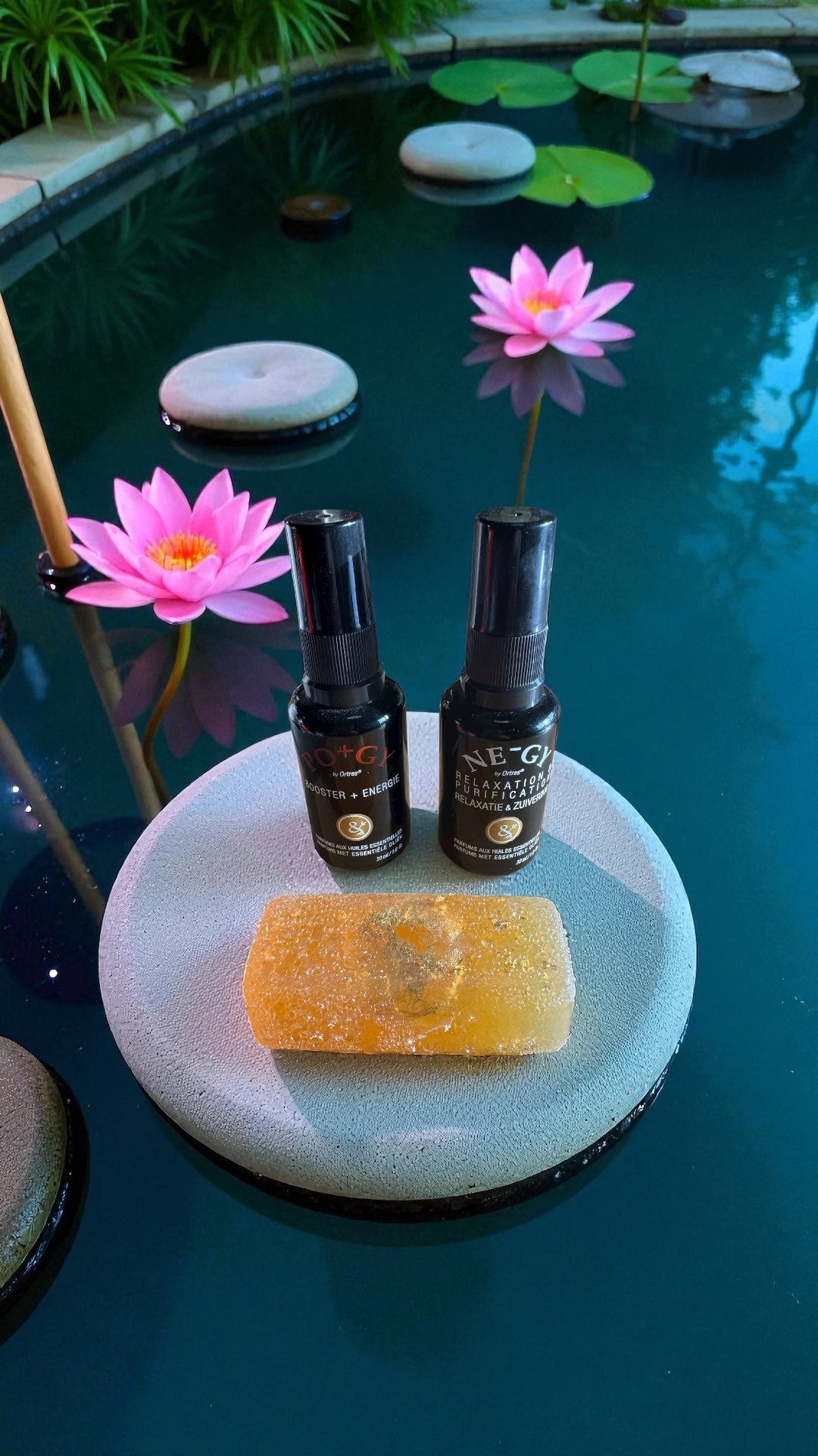 Coffret de Noël NE-GY + PO+GY huiles essentielles + Savon avec pierre dorée à la feuille d'or + cadeau surprise