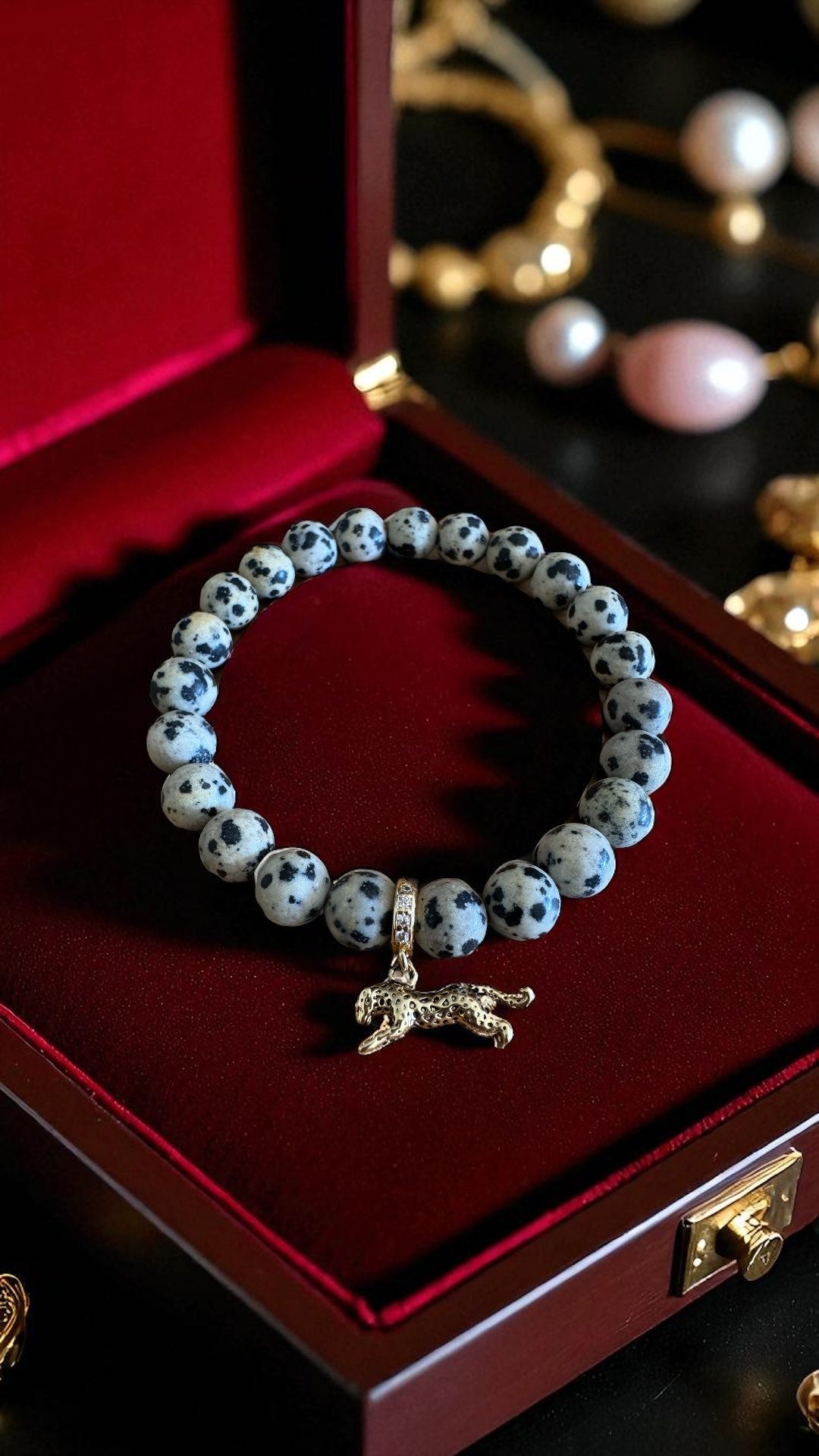 Bracelet artisanal Jaspe Dalmatien unique