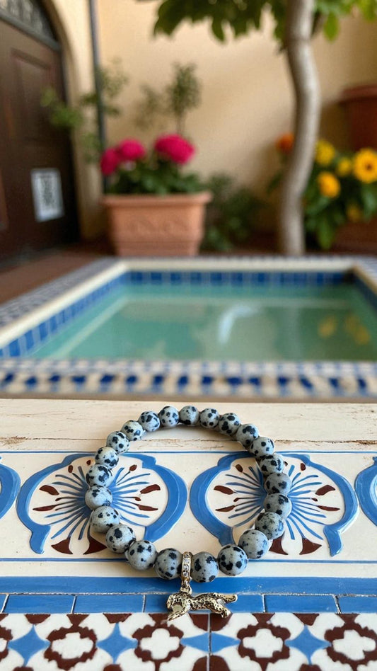 Bracelet artisanal Jaspe Dalmatien unique
