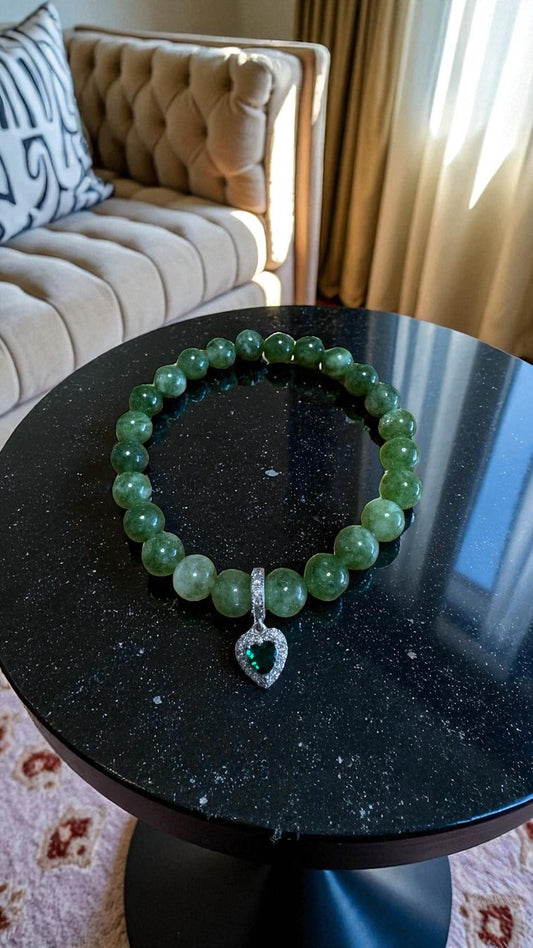 Bracelet artisanal Jade vert unique