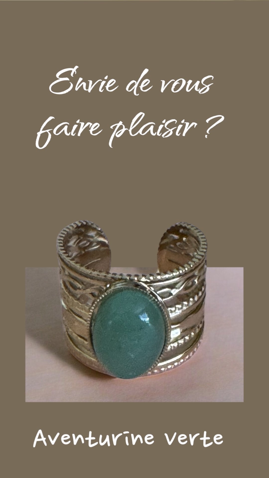 Bague Artisanale Aventurine Verte pièce unique