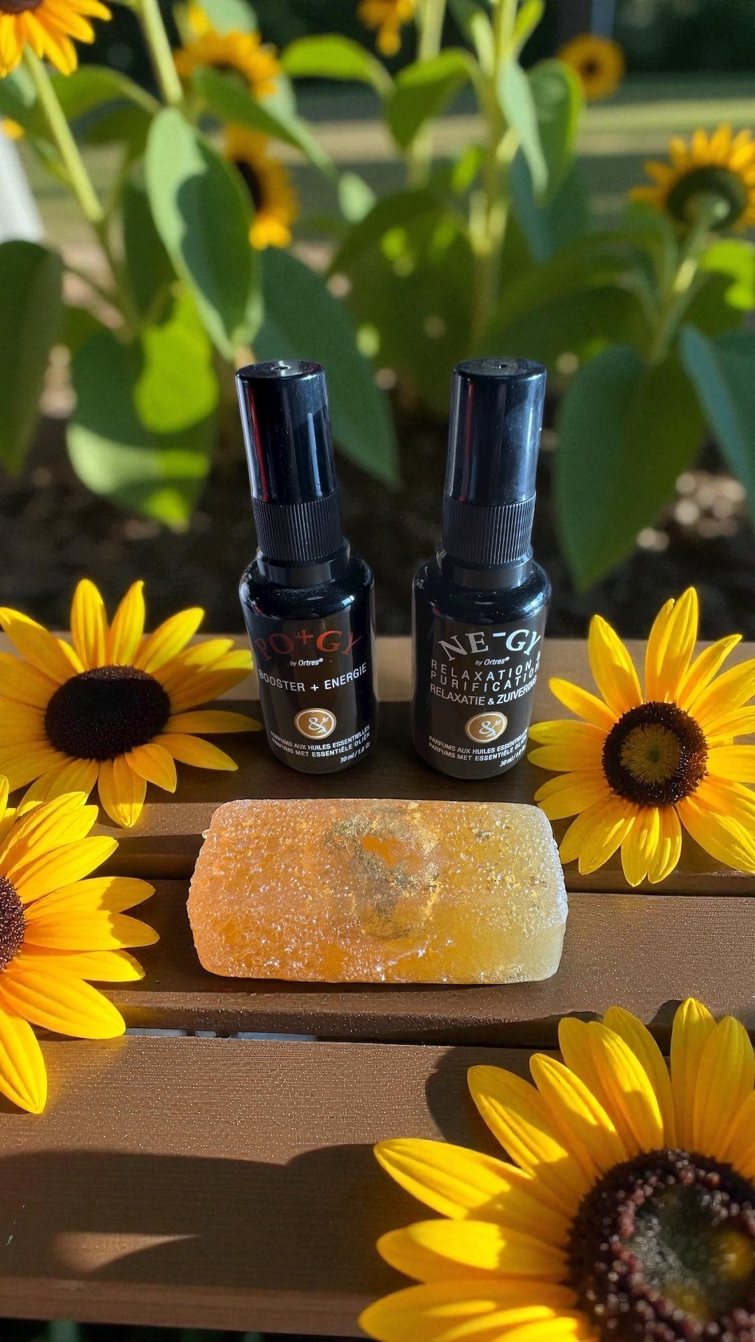 Coffret de Noël NE-GY + PO+GY huiles essentielles + Savon avec pierre dorée à la feuille d'or + cadeau surprise